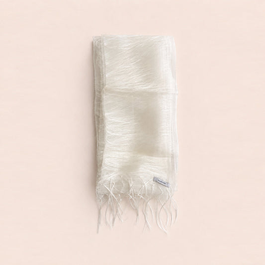 Ivory White Mulberry Silk Scarf - folded