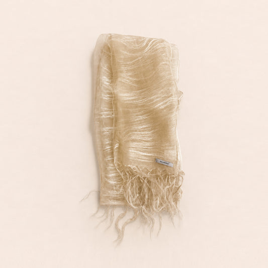 Warm Beige Mulberry Silk Scarf - folded