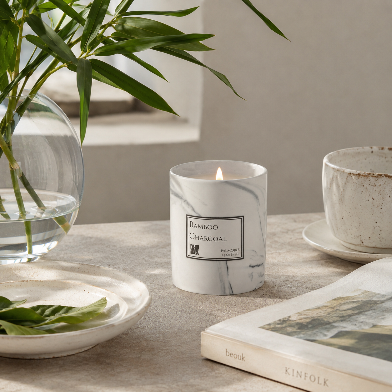 Bamboo Charcoal Soy Wax Candle - PALMOIRE