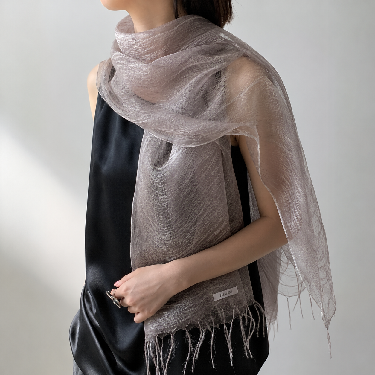 Mauve Gray Mulberry Silk Scarf - PALMOIRE