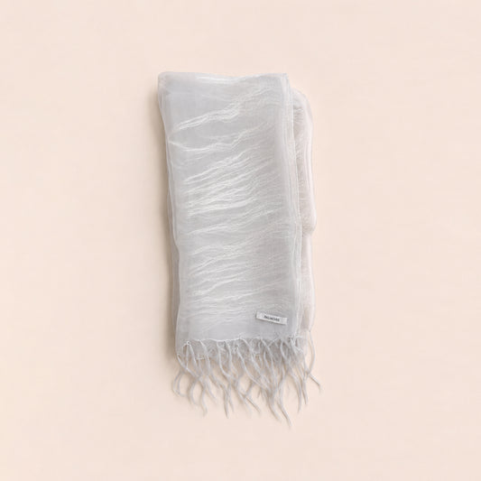 Powder Blue Mulberry Silk Scarf - folded
