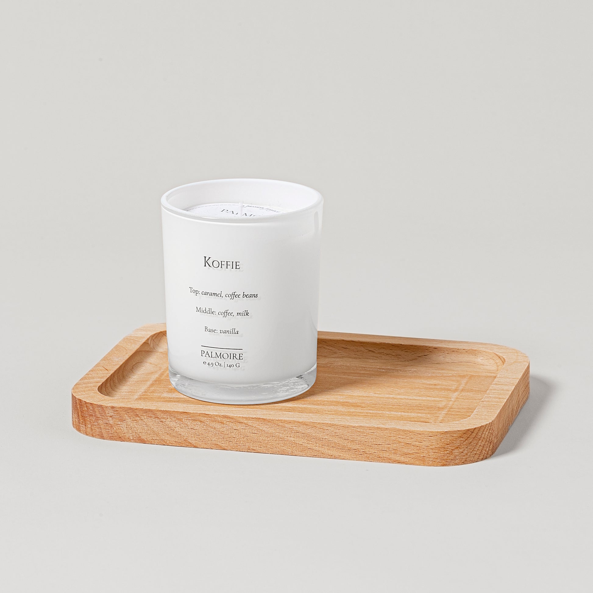 Koffie Candle + Wood Tray - PALMOIRE